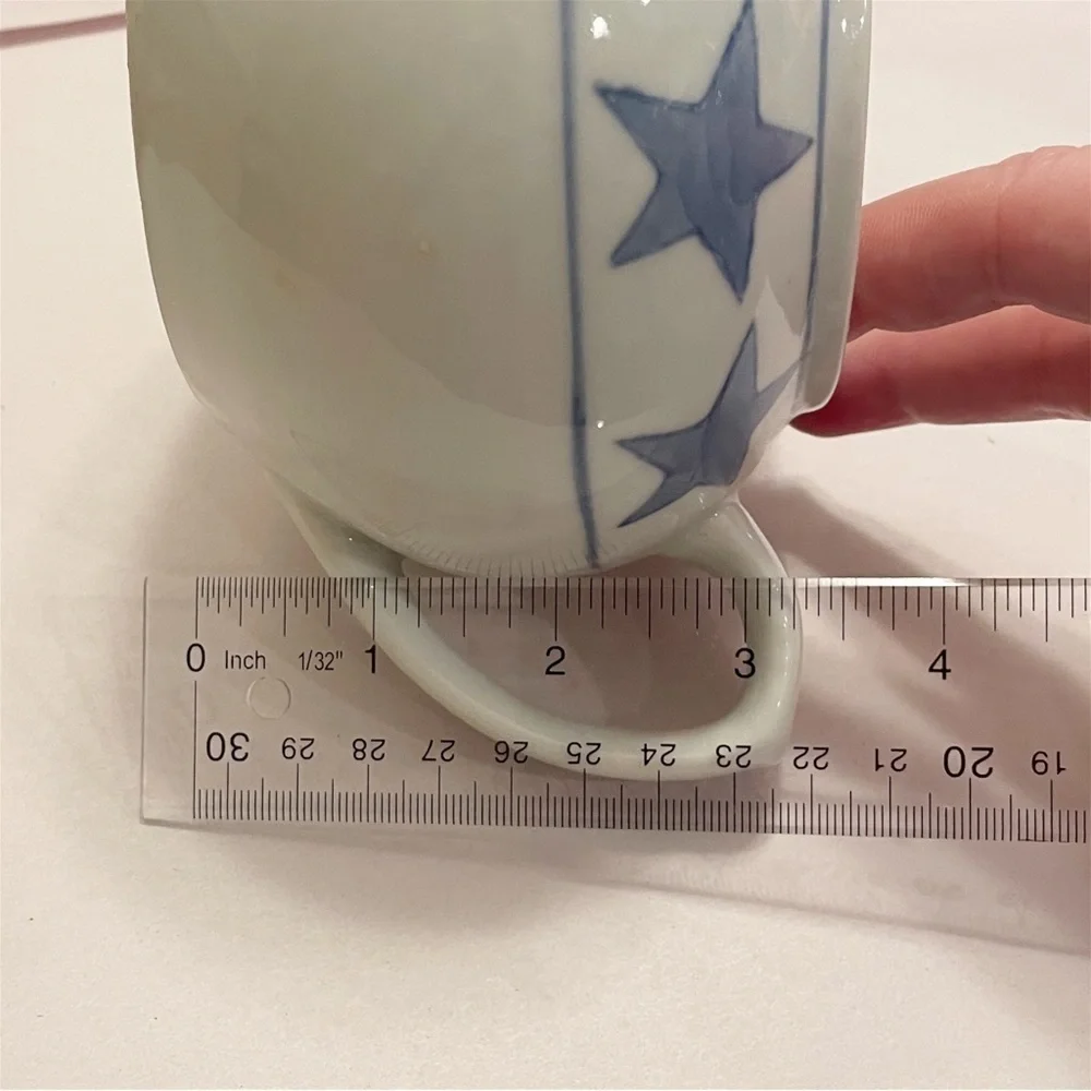 White & Blue Stars Pier 1 Stoneware Teapot